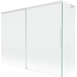 Mexen Rox L параван за вана, двукрилен плъзгащ се 190 + 90 x 150 cm, прозрачен, бял - 8C9L-190-090-20-00