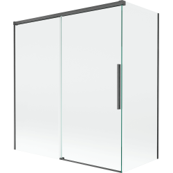 Mexen Rox двукрилен плъзгащ се параван за баня 150 + 70 x 150 см, прозрачен, четка сиво пушечно - 8C9-150-070-66-00