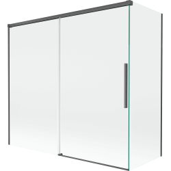 Mexen Rox двукрилен плъзгащ параван за вана 170 + 75 x 150 см, прозрачен, четка с цвят на пистолетно сиво - 8C9-170-075-66-00