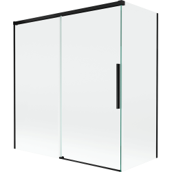 Mexen Rox двукрила подвижна преграда за вана 150 + 70 x 150 см, прозрачна, черна - 8C9-150-070-70-00