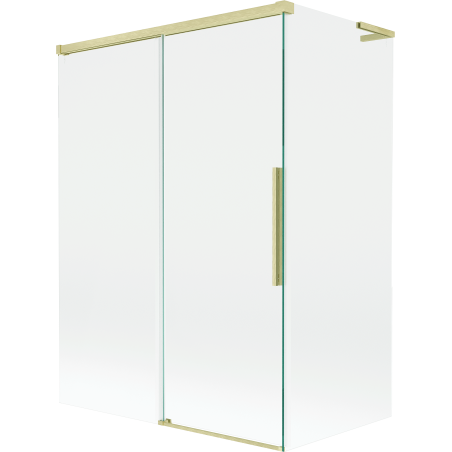 Mexen Rox L параван за вана, 2-крилен плъзгащ се, 120 + 70 x 150 см, прозрачен, златен четкан - 8C9L-120-070-55-00