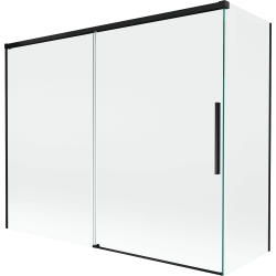 Mexen Rox двукрила разтегаема вана за баня 190 + 80 x 150 см, прозрачна, черна - 8C9-190-080-70-00