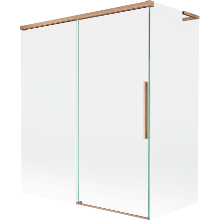 Mexen Rox L стъклена преграда за вана 2-крилен плъзгащ се 140 + 70 x 150 cm, прозрачен, четкана мед - 8C9L-140-070-65-00
