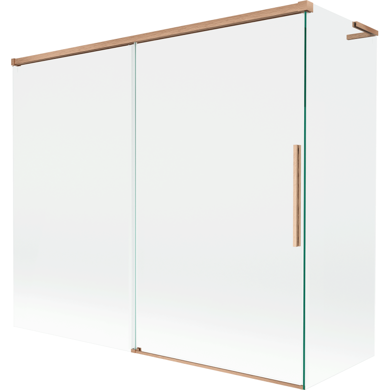 Mexen Rox L параван за вана, двукрила плъзгаща се врата 180 + 90 x 150 см, прозрачно, четкаван мед - 8C9L-180-090-65-00