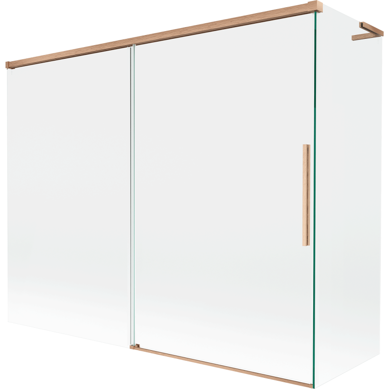 Mexen Rox L вана за баня с 2 плъзгащи панели 190 + 90 x 150 см, прозрачно, четкана мед - 8C9L-190-090-65-00