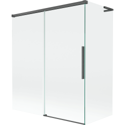 Mexen Rox L сгъваем параван за вана с 2 крила 140 + 70 x 150 см, прозрачен, четка в цвят оръжие сиво - 8C9L-140-070-66-00