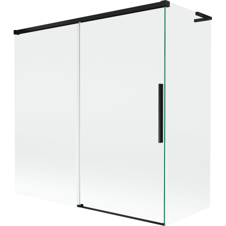 Mexen Rox L двукрилен сгъваем параван за вана 160 + 80 x 150 cm, прозрачен, черен - 8C9L-160-080-70-00