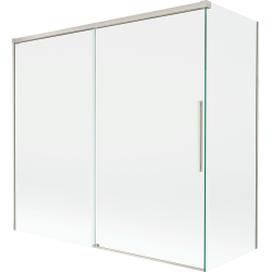Mexen Rox двукрилен плъзгащ параван за вана 160 + 80 x 150 см, прозрачен, четкан никел - 8C9-160-080-97-00