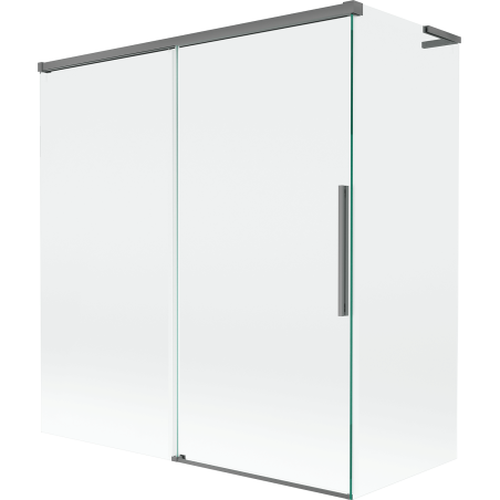 Mexen Rox L двукрилен плъзгащ се параван за баня 150 + 70 x 150 см, прозрачен, оръжеен метал - 8C9L-150-070-95-00