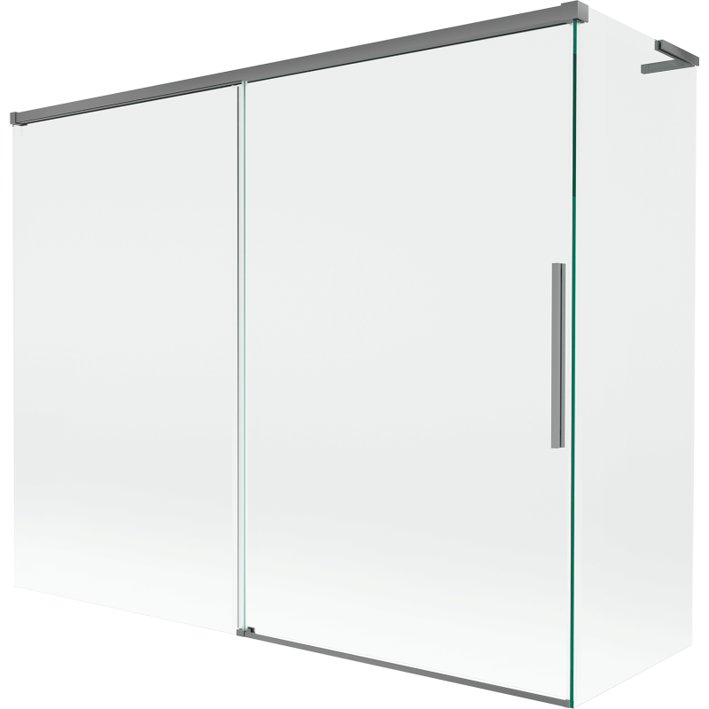 Mexen Rox L сгъваем параван за вана с 2 врати, 190 + 80 x 150 см, прозрачен, тъмно сив - 8C9L-190-080-95-00