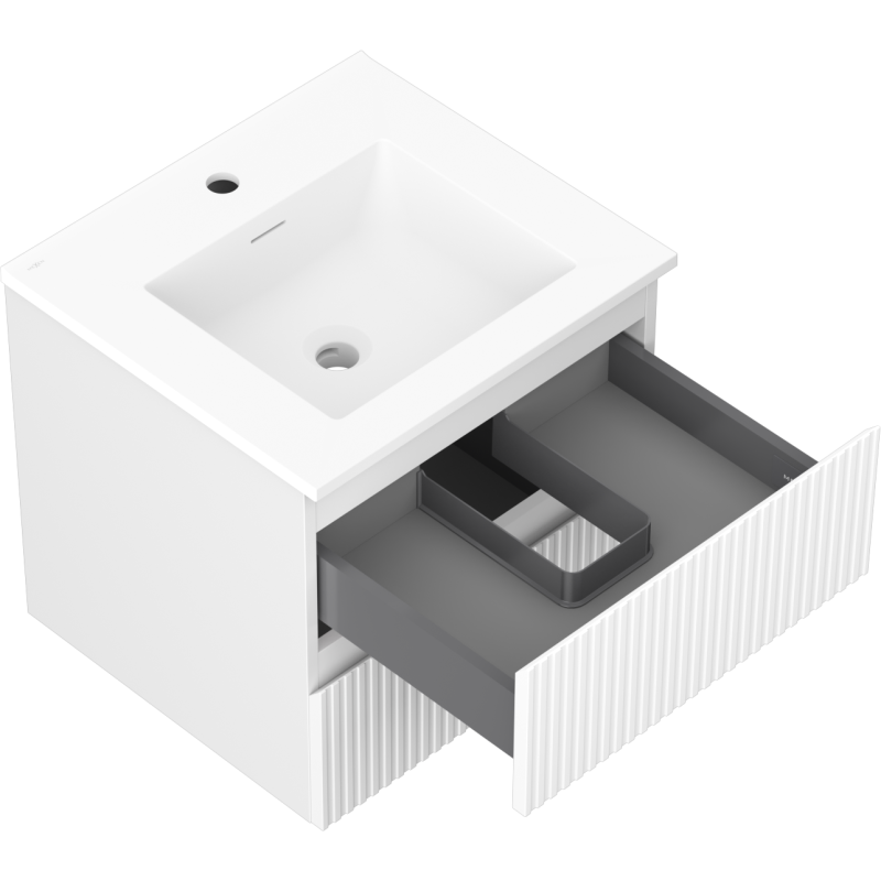 Mexen Rivel баня шкаф 50 см с мивка Otis, 2 чекмеджета, рифлован, бял мат - 91A20-05047-2-BFF01-W18M01