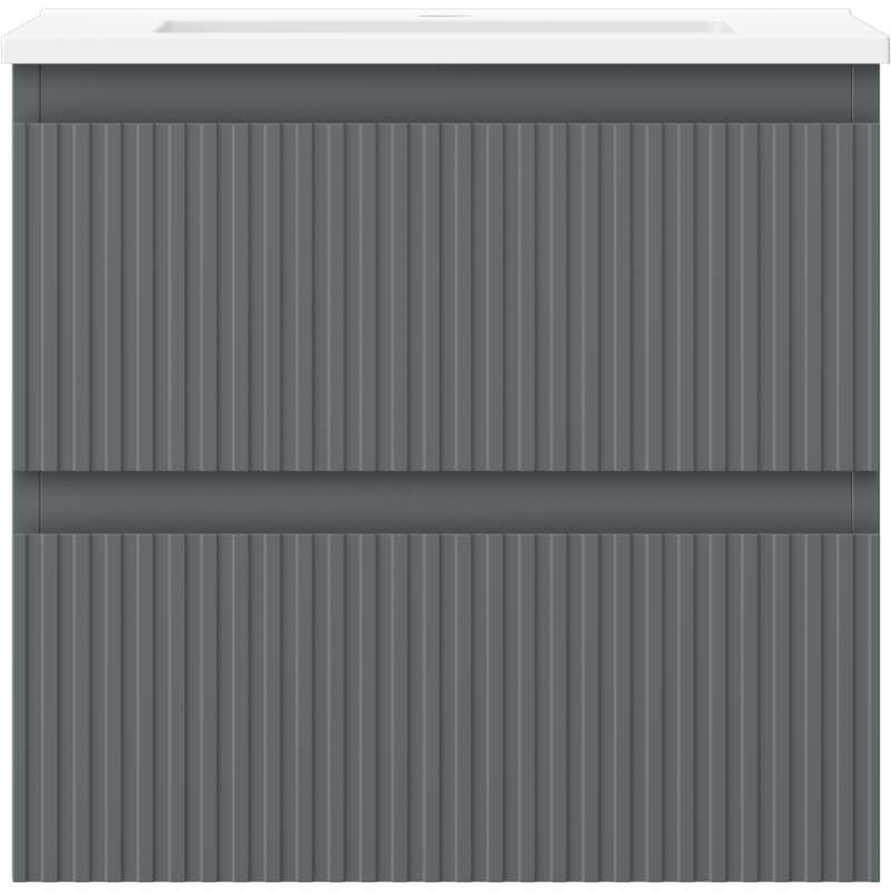 Mexen Rivel шкафче за баня 50 см с мивка Otis, 2 чекмеджета, оребрено, графит