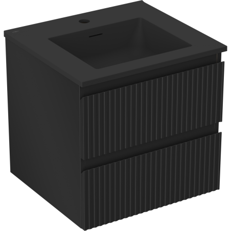 Mexen Rivel баня шкаф 50 см с мивка Otis, 2 чекмеджета, оребрена, черна мат