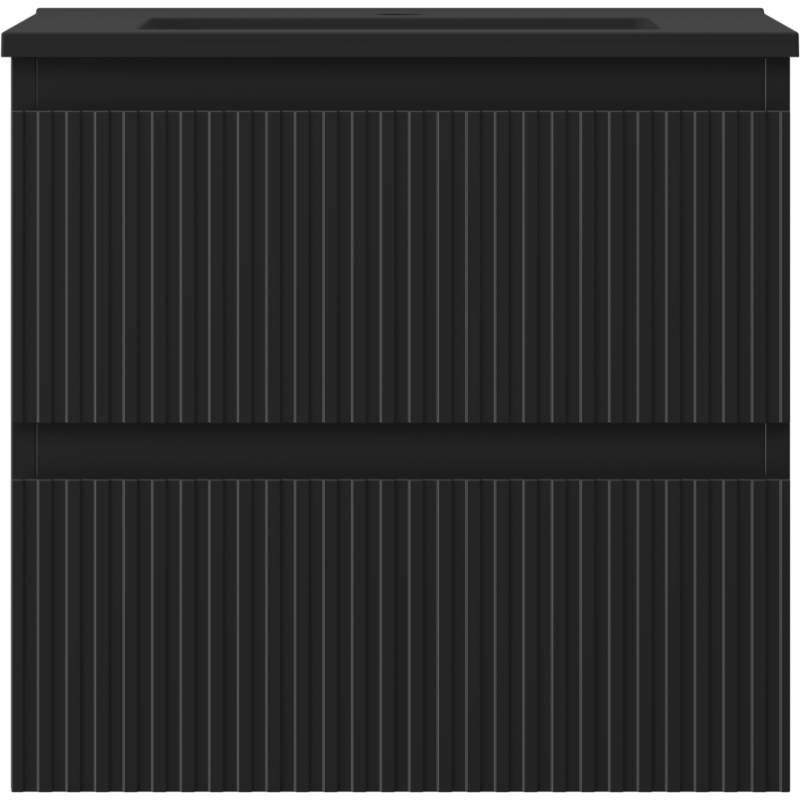 Mexen Rivel баня шкаф 50 см с мивка Otis, 2 чекмеджета, оребрена, черна мат