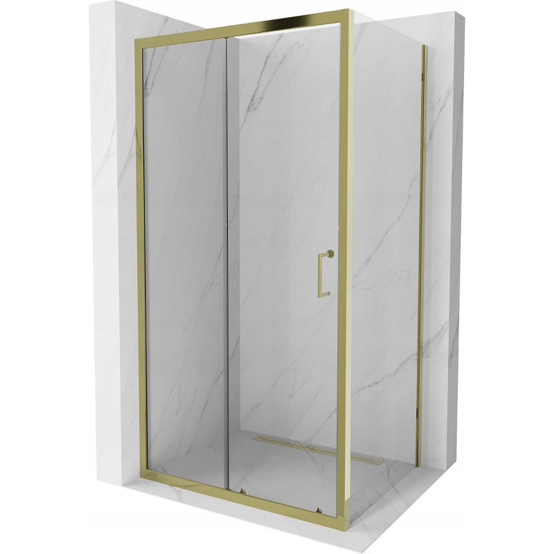 Mexen Apia душ кабина разтегателна 130 x 100 см, прозрачна, златна - 840-130-100-50-00