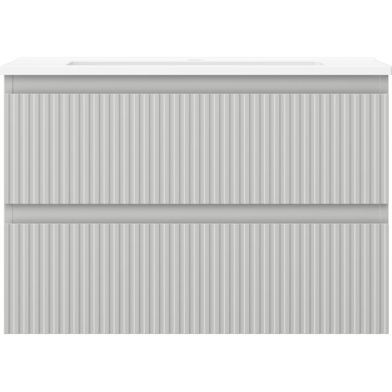 Mexen Rivel шкаф за баня 70 cm с мивка Otis, 2 чекмеджета, рифелован, сив мат/бял мат - 91A20-07047-2-BFF62-W18M01