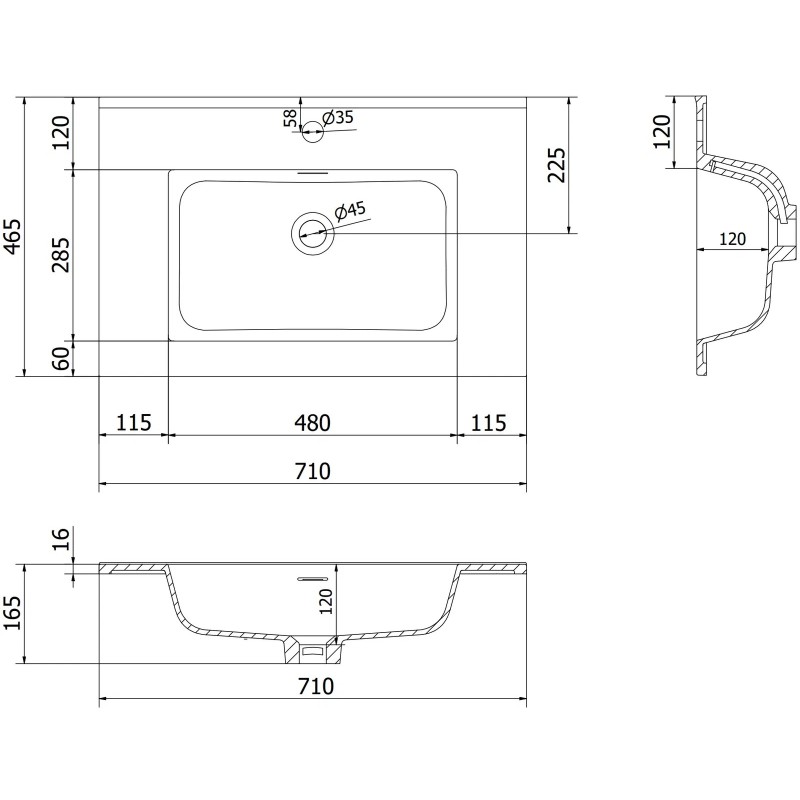 Mexen Rivel шкаф за баня 70 см с мивка Otis, 2 чекмеджета, гофриран, графит
