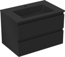 Mexen Rivel шкаф за баня 70 см с мивка Otis, 2 чекмеджета, оребрена, черен мат - 91A20-07047-2-BFF71-W18M71