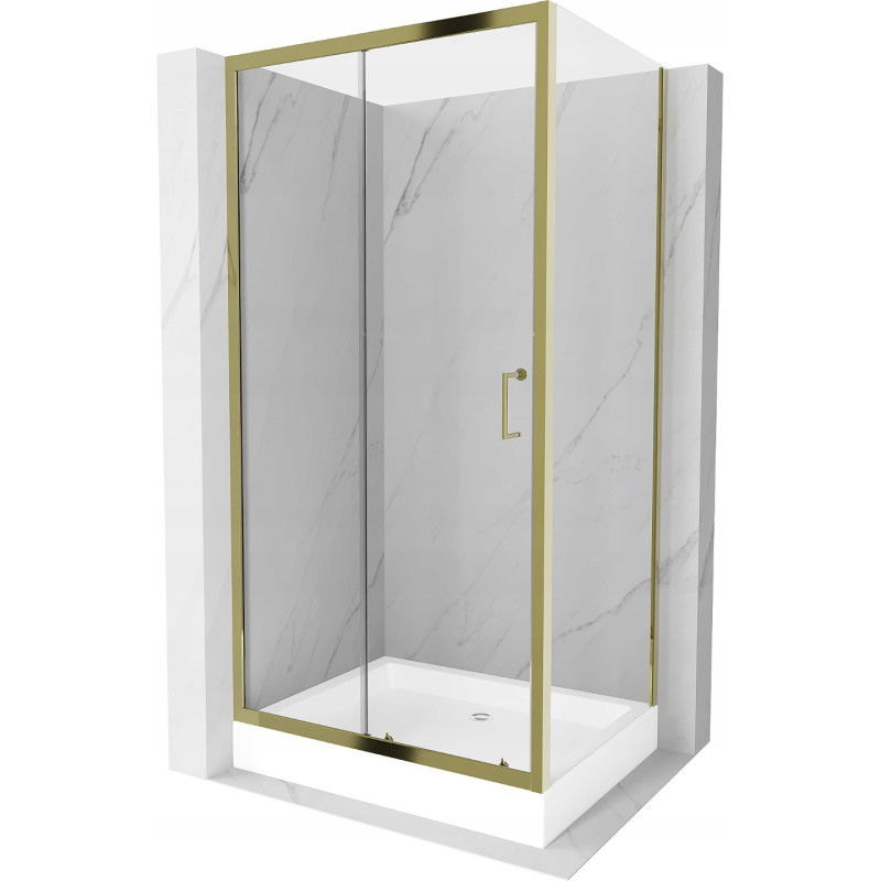 Mexen Apia плъзгаща се душ кабина 100 x 80 cm, прозрачен, златен + душ корито Rio - 840-100-080-50-00-4510