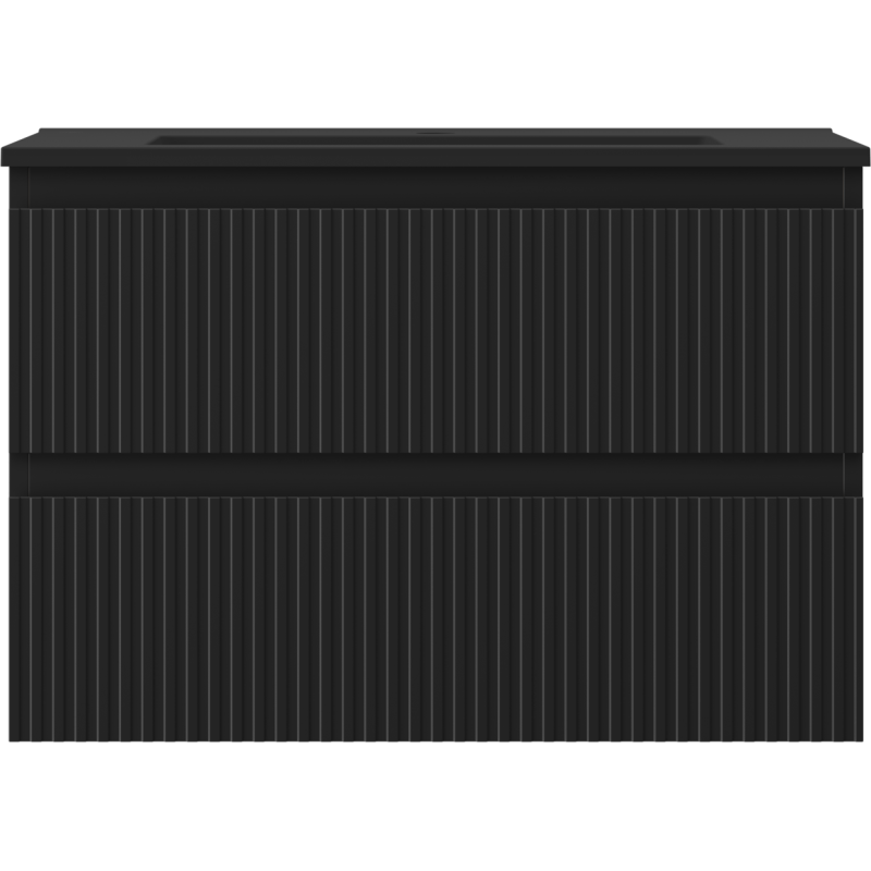 Mexen Rivel шкаф за баня 70 см с мивка Otis, 2 чекмеджета, оребрена, черен мат - 91A20-07047-2-BFF71-W18M71