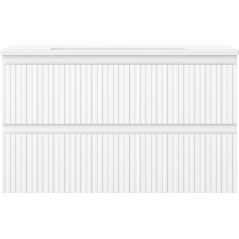 Mexen Rivel шкаф за баня 80 см с мивка Otis, 2 чекмеджета, оребрен, бял мат