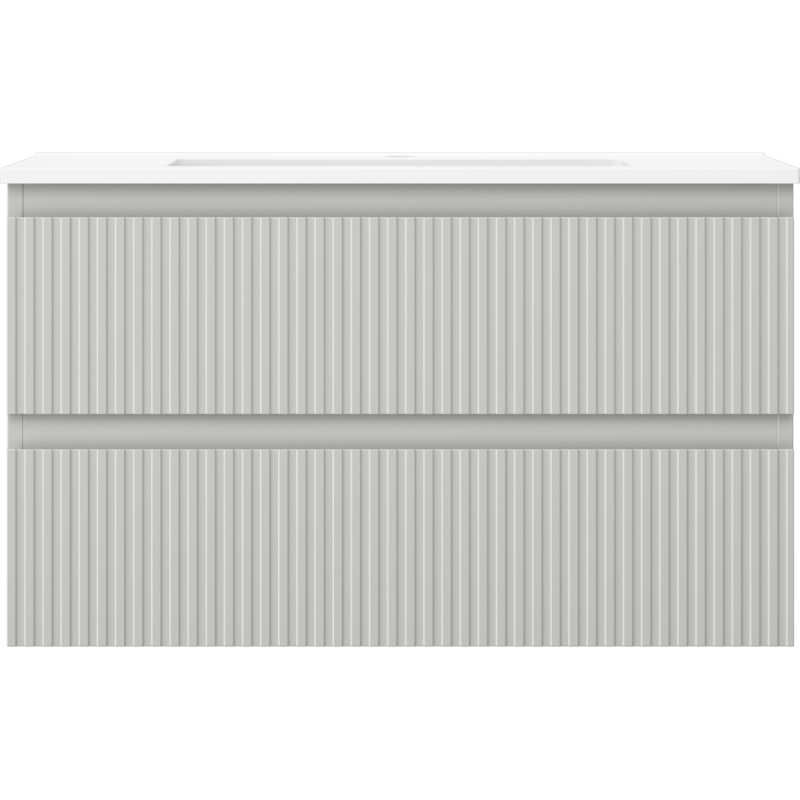 Mexen Rivel шкаф за баня 80 см с мивка Otis, 2 чекмеджета, ребрист, сив мат/бял мат - 91A20-08047-2-BFF62-W18M01