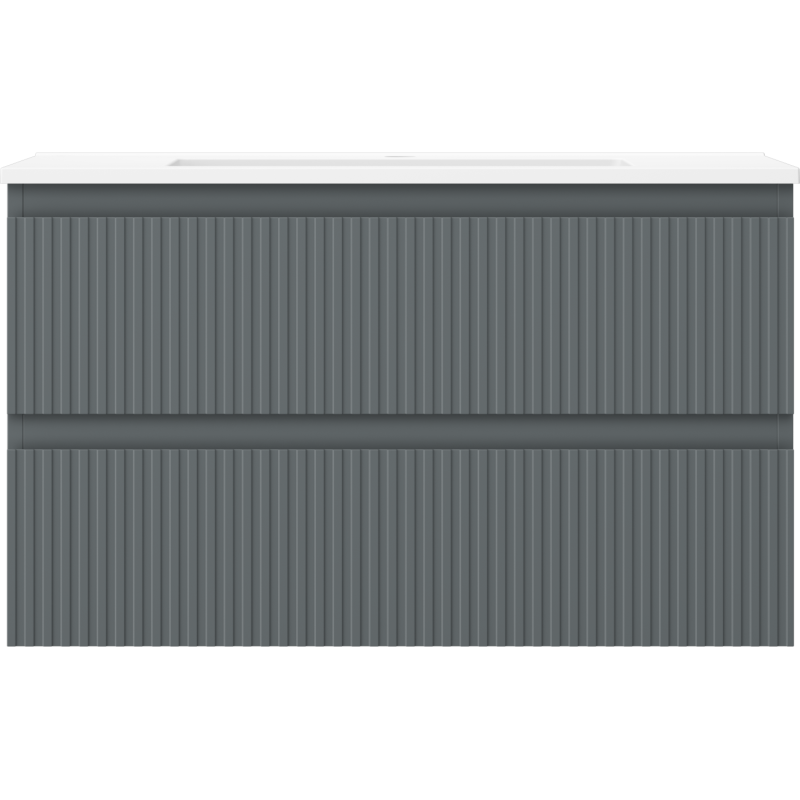 Mexen Rivel шкаф за баня 80 см с мивка Otis, 2 чекмеджета, релефен, графит