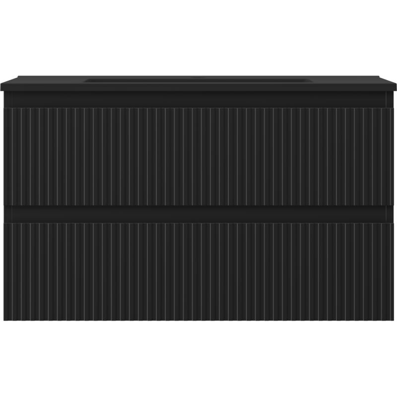 Mexen Rivel шкаф за баня 80 см с мивка Otis, 2 чекмеджета, релефен, черен мат - 91A20-08047-2-BFF71-W18M71