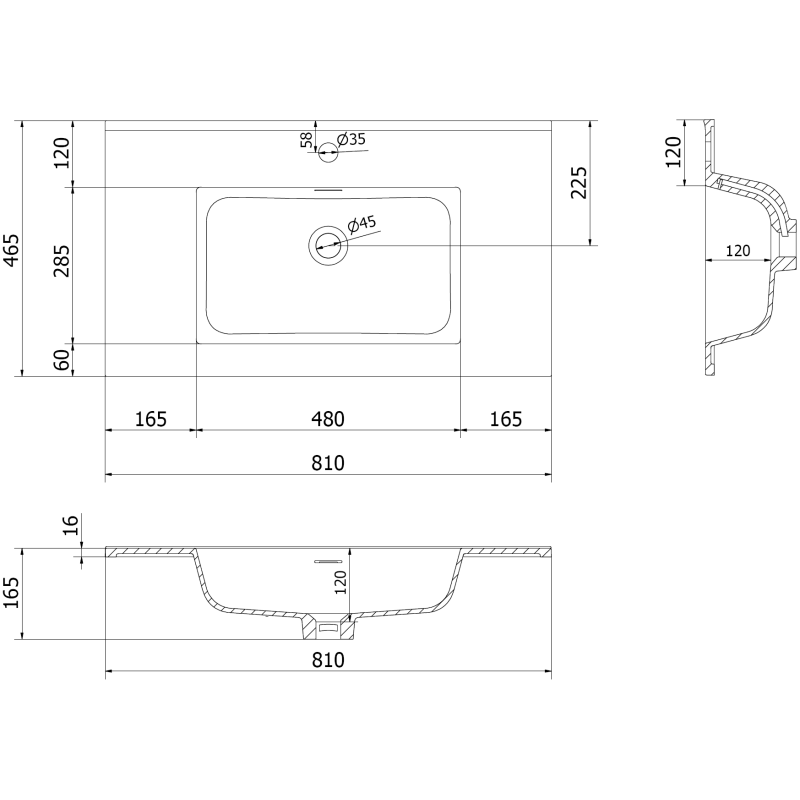 Mexen Rivel шкаф за баня 80 см с мивка Otis, 2 чекмеджета, релефен, черен мат - 91A20-08047-2-BFF71-W18M71