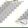 Mexen Apia плъзгаща се душ кабина 100 x 70 см, прозрачна, златна + Flat душ тава,