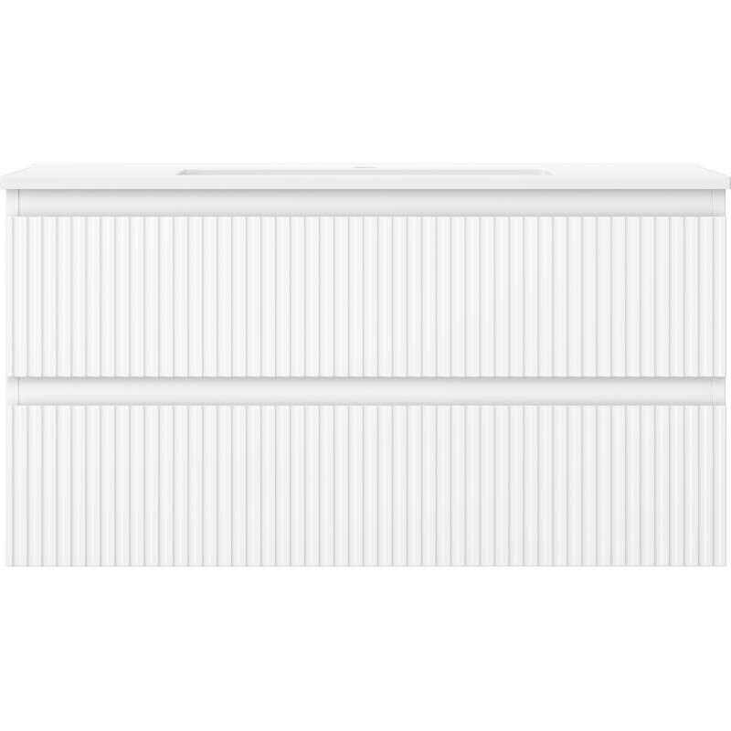 Mexen Rivel баня шкаф 90 см с мивка Otis, 2 чекмеджета, рифелован, бял мат