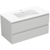 Mexen Rivel шкаф за баня 90 см с мивка Otis, 2 чекмеджета, гофриран, сив мат/бял мат - 91A20-09047-2-BFF62-W18M01