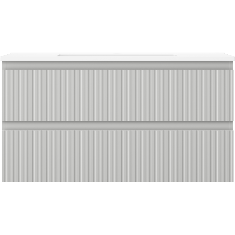 Mexen Rivel шкаф за баня 90 см с мивка Otis, 2 чекмеджета, гофриран, сив мат/бял мат - 91A20-09047-2-BFF62-W18M01