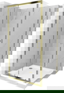 Mexen Apia плъзгаща се душ кабина 100 x 100 см, прозрачна, златна + душ корито