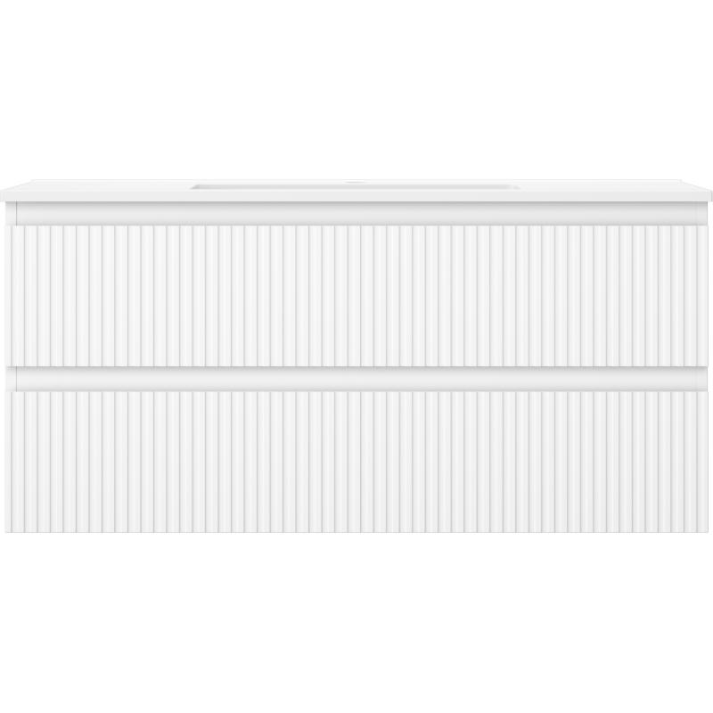 Mexen Rivel шкафче за баня 100 см с мивка Otis, 2 чекмеджета, оребрено, бяло мат