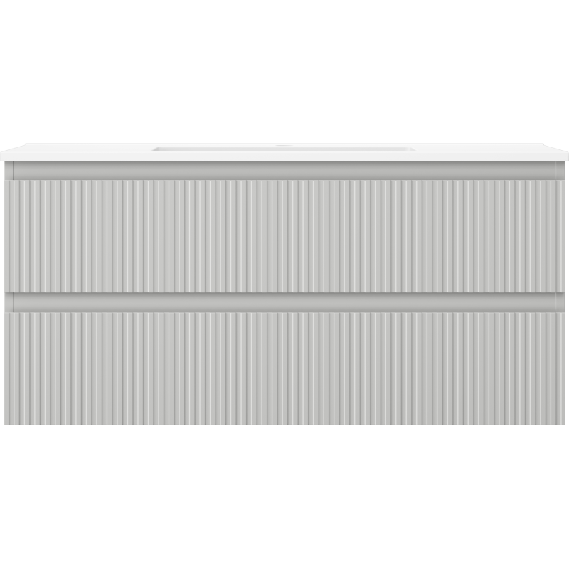 Mexen Rivel баня шкаф 100 см с мивка Otis, 2 чекмеджета, набраздена, сива мат/бяла мат - 91A20-10047-2-BFF62-W18M01