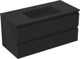 Mexen Rivel шкаф за баня 100 см с мивка Otis, 2 чекмеджета, оребрен, черен мат - 91A20-10047-2-BFF71-W18M71