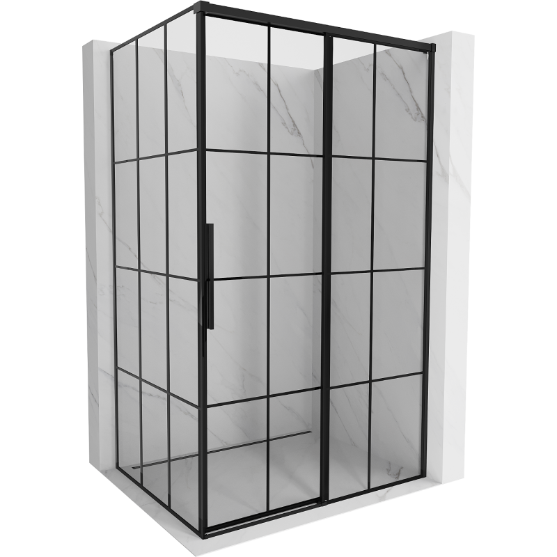 Mexen Rox право плъзгаща се душ кабина 160 x 120 см, черна решетка, черна - 8C2-160-120-70-77-P