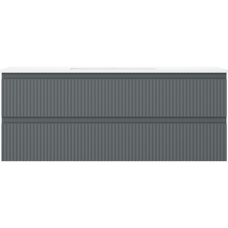 Mexen Rivel шкаф за баня 120 см с мивка Otis, 2 чекмеджета, оребрена, графит