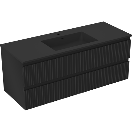 Mexen Rivel шкаф за баня 120 см с мивка Otis, 2 чекмеджета, оребрена, черен мат - 91A20-12047-2-BFF71-W18M71