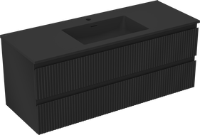 Mexen Rivel шкаф за баня 120 см с мивка Otis, 2 чекмеджета, оребрена, черен мат - 91A20-12047-2-BFF71-W18M71