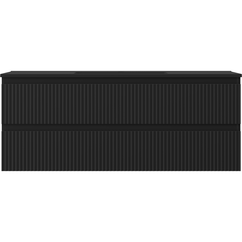 Mexen Rivel шкаф за баня 120 см с мивка Otis, 2 чекмеджета, оребрена, черен мат - 91A20-12047-2-BFF71-W18M71