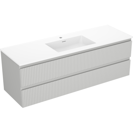 Mexen Rivel шкаф за баня 140 см с мивка Otis, 2 чекмеджета, релефен, сив мат/бял