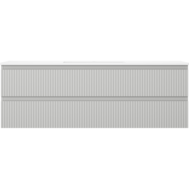 Mexen Rivel шкаф за баня 140 см с мивка Otis, 2 чекмеджета, релефен, сив мат/бял