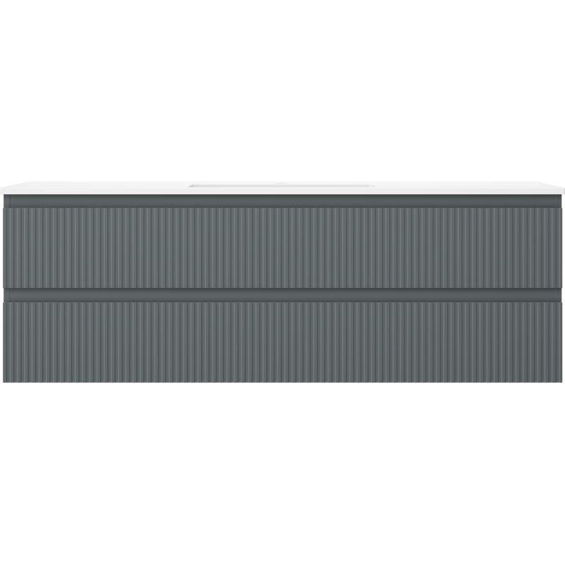 Mexen Rivel шкаф за баня 140 см с мивка Otis, 2 чекмеджета, оребрен, графит