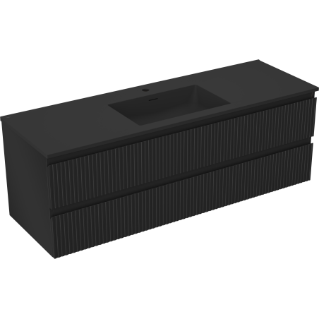 Mexen Rivel шкаф за баня 140 см с мивка Otis, 2 чекмеджета, набраздена, черна мат - 91A20-14047-2-BFF71-W18M71