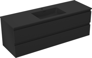 Mexen Rivel шкаф за баня 140 см с мивка Otis, 2 чекмеджета, набраздена, черна мат - 91A20-14047-2-BFF71-W18M71