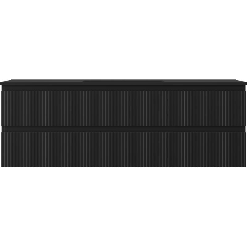 Mexen Rivel шкаф за баня 140 см с мивка Otis, 2 чекмеджета, набраздена, черна мат - 91A20-14047-2-BFF71-W18M71