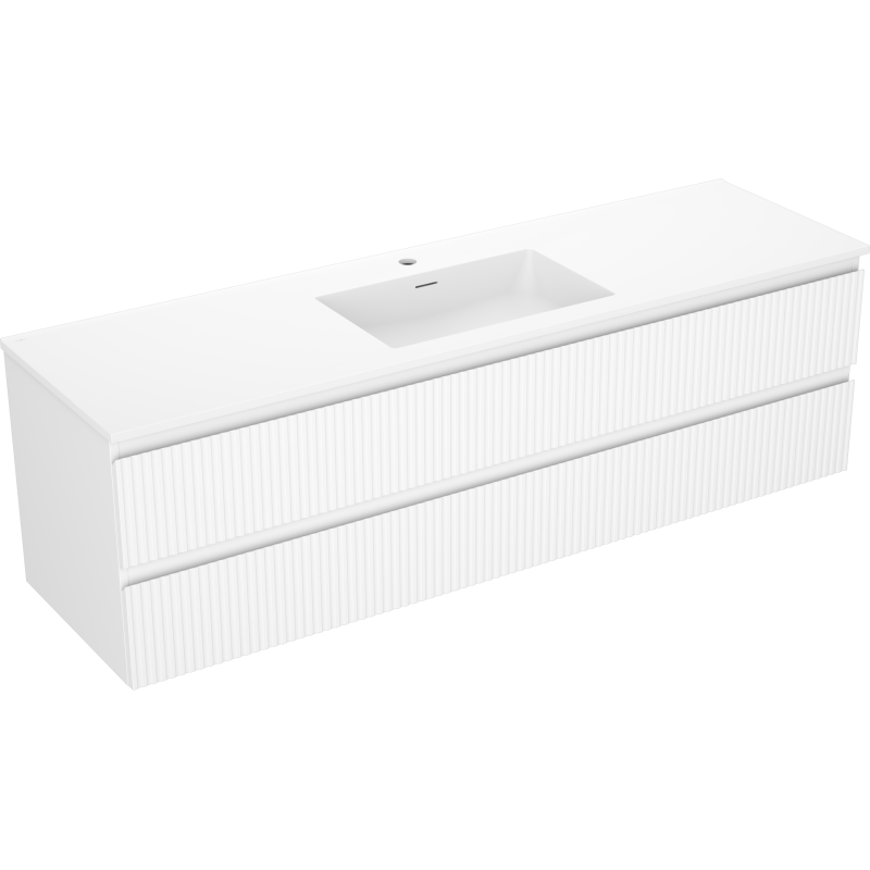 Mexen Rivel шкаф за баня 160 см с мивка Otis, 2 чекмеджета, оребрен, бял мат - 91A20-16047-2-BFF01-W18M01