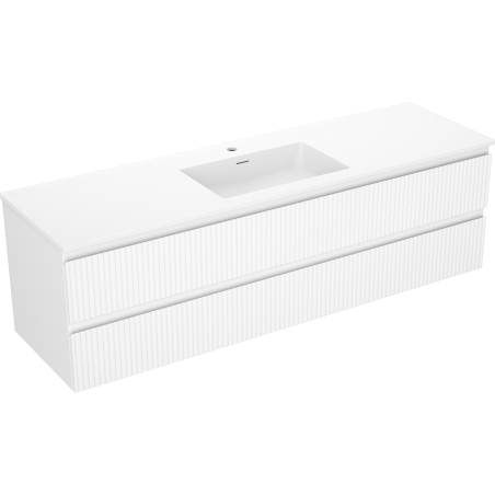 Mexen Rivel шкаф за баня 160 см с мивка Otis, 2 чекмеджета, оребрен, бял мат - 91A20-16047-2-BFF01-W18M01